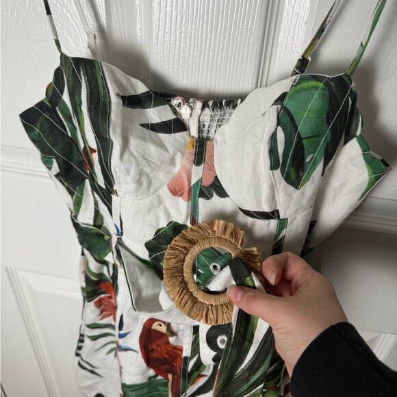 Farm Rio Midnight Macaw Fiesta Mini Dress In White L - Picture 4 of 10